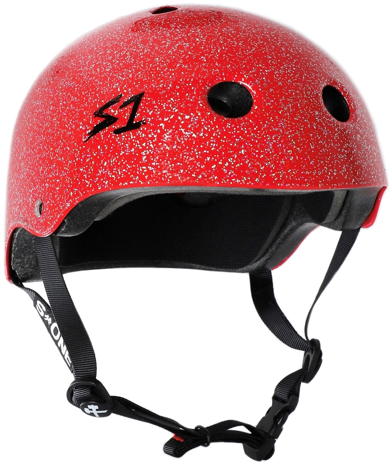 S1 Lifer Bike Helmet - Red Glitter Sparkle Design for Adults & Kids - Perfect for Cycling, Skateboarding & Outdoor Sports Safety Gear