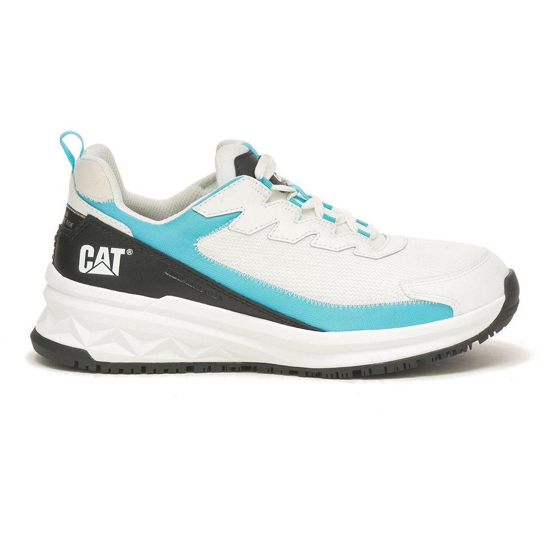 **Streamline Runner Women’s Composite Toe Work Shoes - Lightweight Safety Shoes for Women, White & Blue - Perfect for Construction, Warehouse & Industrial Work**