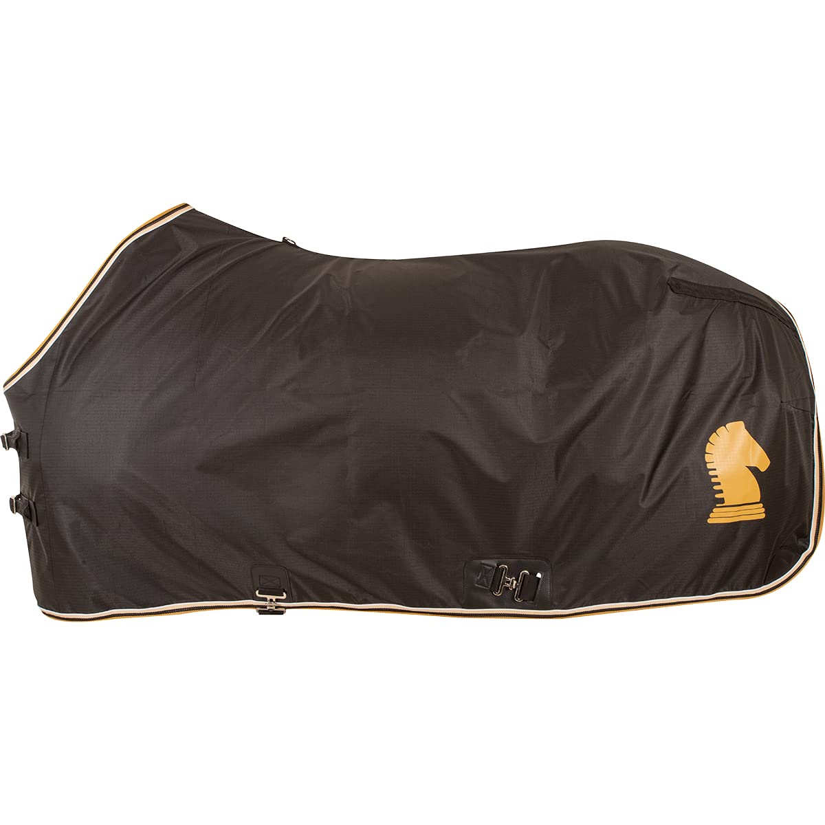 Classic Equine Open Front Stable Sheet for Horses - Breathable Black Horse Blanket, Large Size - Perfect for Cool Weather Riding & Stable Use