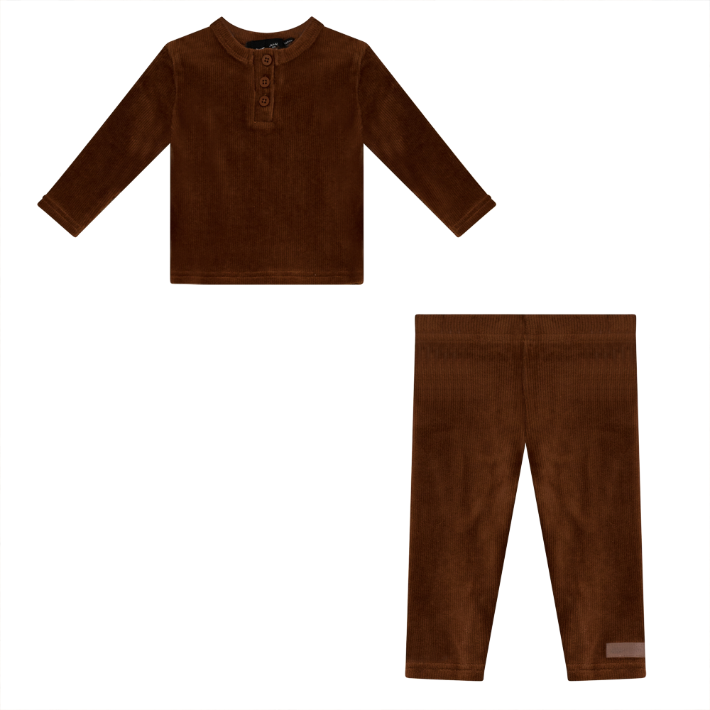 Soft Velour Rib 2-Piece Lounge Set - Cozy Pajamas for Women, Perfect for Sleepwear & Relaxing at Home