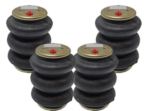AirBagIt BAG-FREE-7X Triple Bellow Air Springs - Heavy Duty 4-2600Lb Load Capacity - Perfect for Truck Suspension, Towing & RV Applications