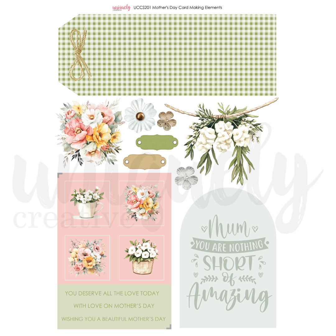 DIY Mother's Day Card Making Kit - Scrapbooking Cut Out Elements & Decorative Paper Sheets for Handmade Greeting Cards - Perfect for Crafting, Scrapbooking & Gift Wrapping