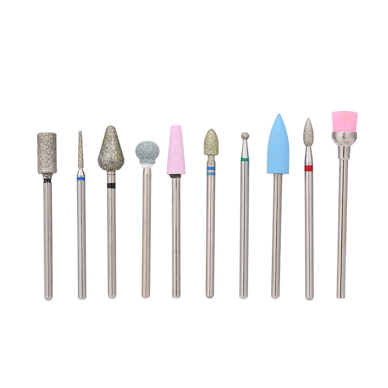 10PCS Nail Drill Bits Set - Professional Cuticle Cleaner, Dust Drill Brush & Rotary Polishing File for Manicure Pedicure - Nail Salon Tools for Home & Professional Use - Perfect for Nail Art, Acrylics & Gel Extensions