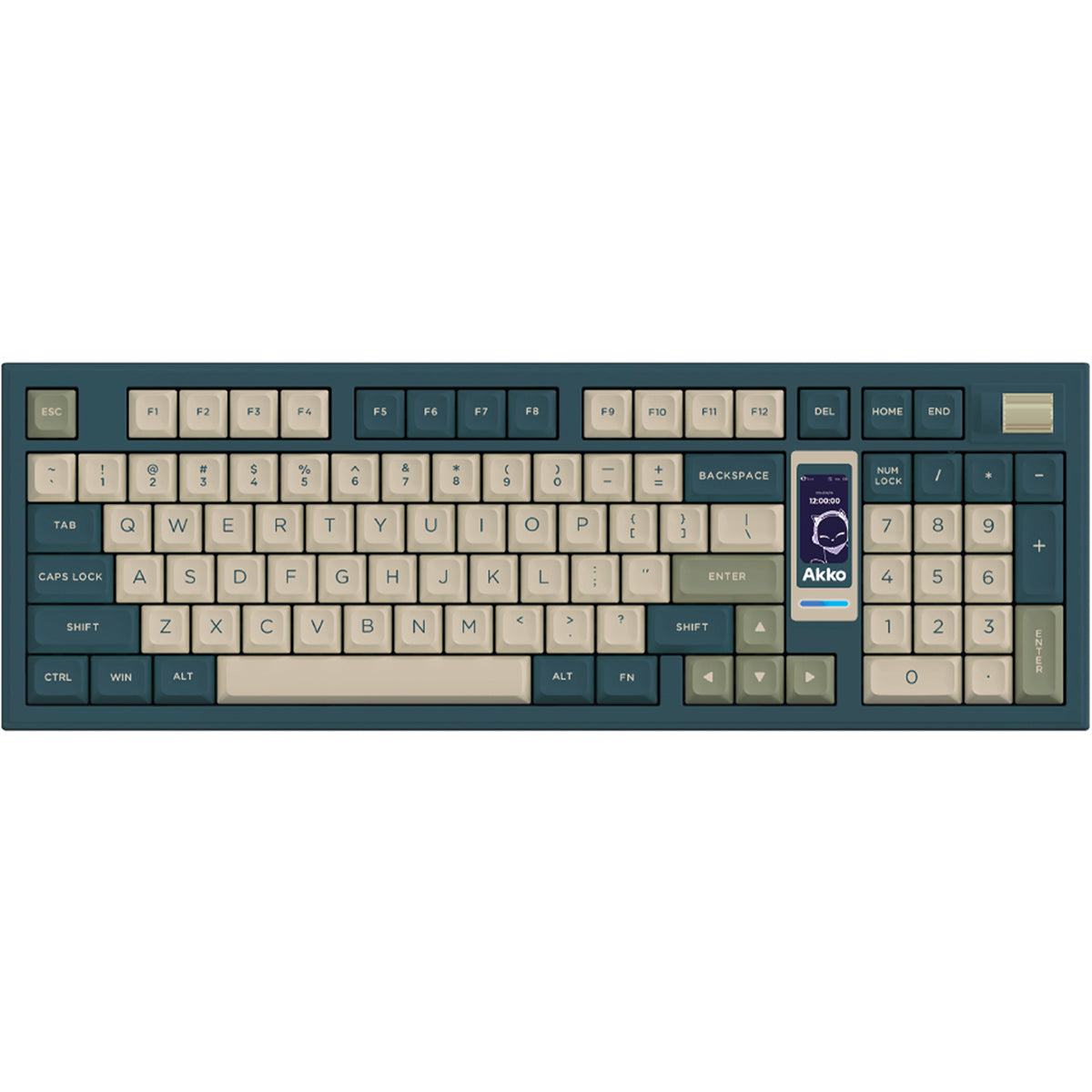 Akko 5098B Ink Green Compact 1800 LCD RGB Wireless Mechanical Keyboard with Ice Cream Pink Switches - Perfect for Gaming, Typing & Office Work