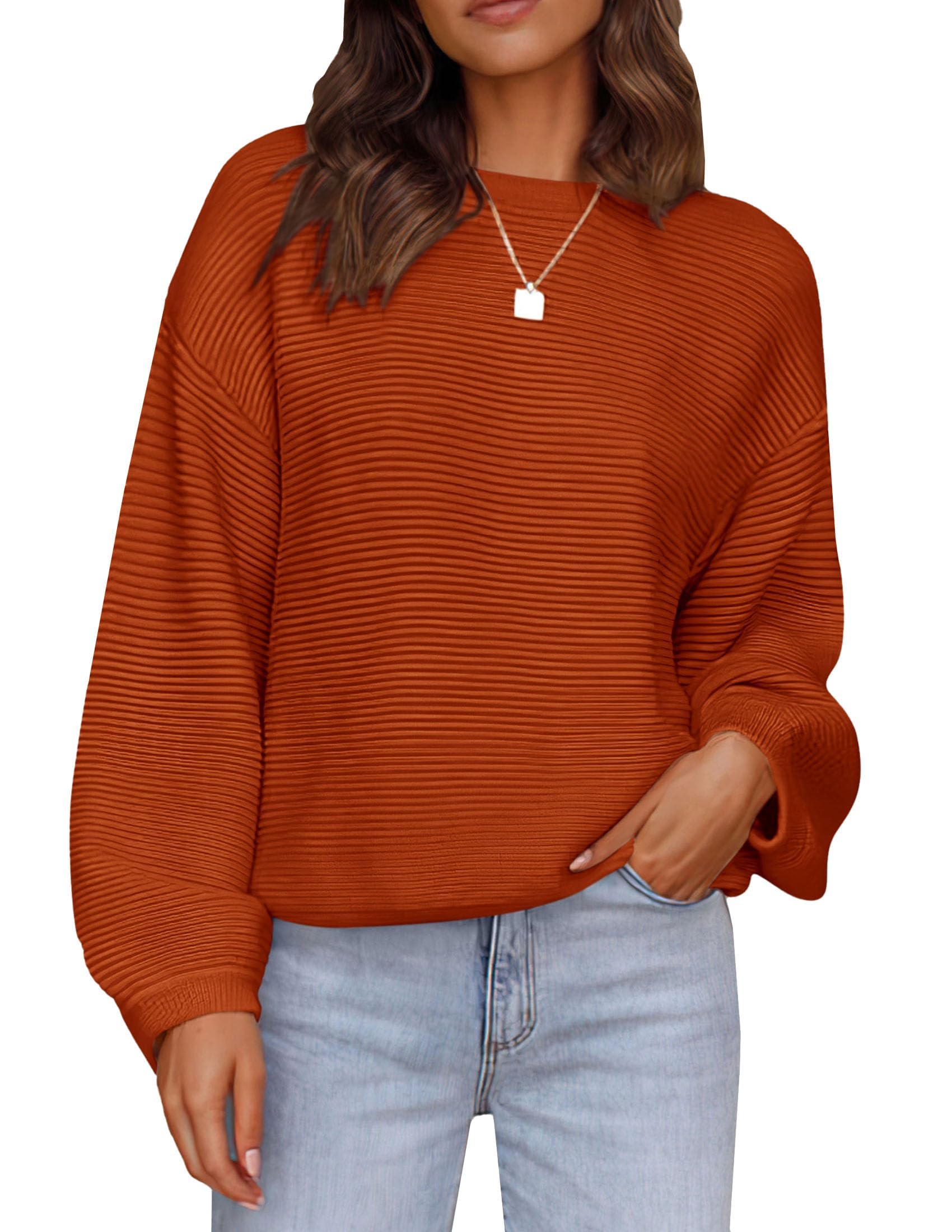PRETTYGARDEN Women's 2025 Fall Knit Sweater - Casual Loose Crewneck Ribbed Long Sleeve Pullover Top | Perfect for Autumn Outfits, Office Wear & Cozy Weekend Looks