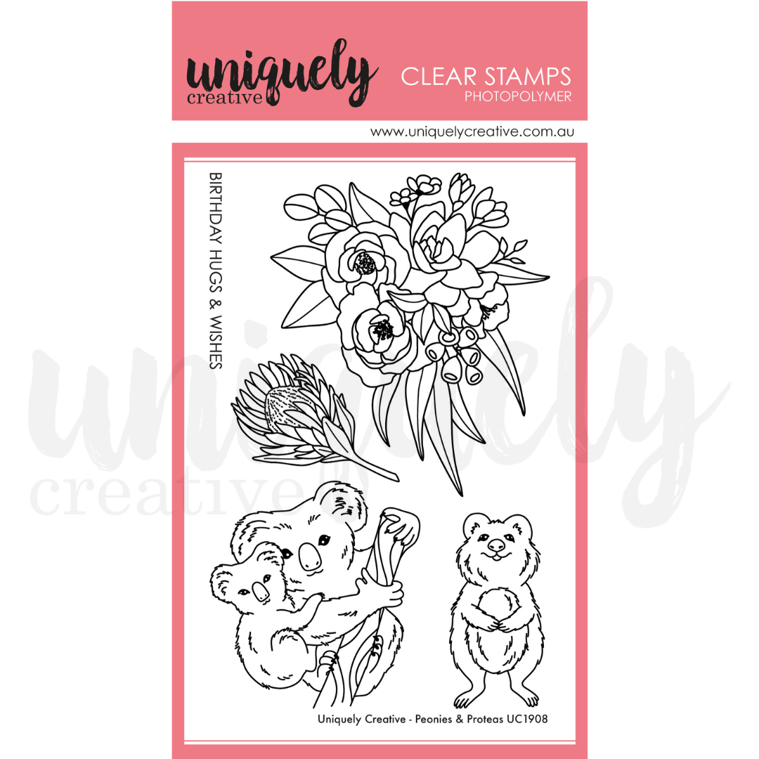 Peonies & Proteas Stamp - Floral Rubber Stamp for Scrapbooking, Card Making, and DIY Crafts - Perfect for Wedding Invitations, Greeting Cards, and Paper Crafts