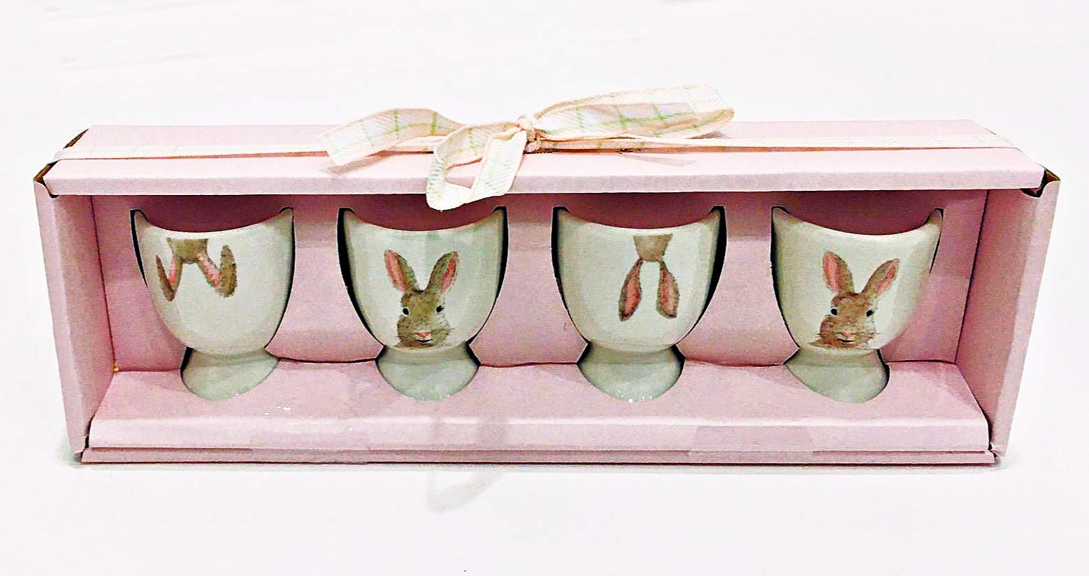 Rae Dunn Magenta Easter Bunny Ceramic Egg Cups Set of 4 - Easter Egg Holders for Breakfast, Brunch & Holiday Decor - Perfect Easter Gift Box for Spring Table Setting
