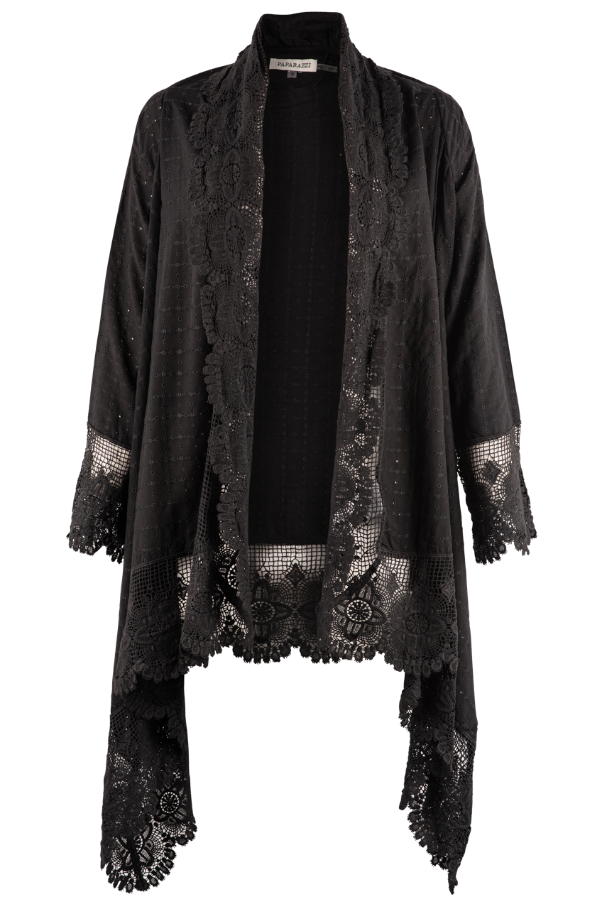 Elegant Eyelet & Lace Kimono Robe - Boho Chic Cover Up for Women - Lightweight Summer Beachwear, Poolside Coverup, Festival Outfit, or Lounge Wear