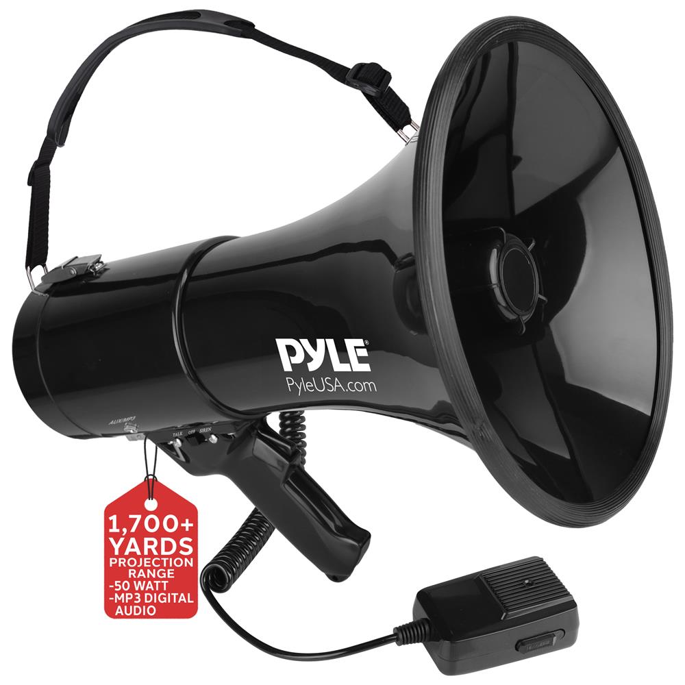 Portable Megaphone with Built-in Siren - 50W Loud Speaker, 1/2 Mile Range for Outdoor Events, Crowd Control & Emergency Situations