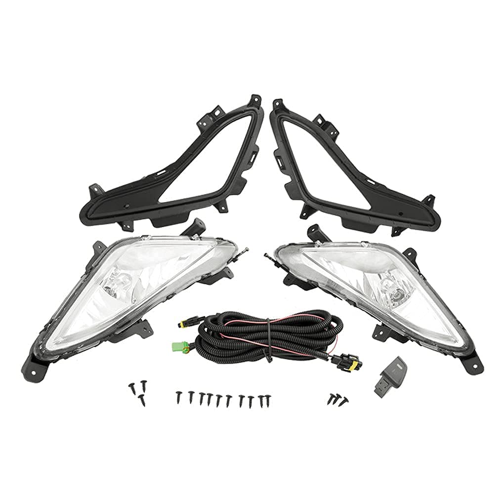 2014-2016 Hyundai Elantra Fog Light Replacement Kit - Complete Assembly with Bezels & Halogen Bulbs (Left & Right Pair) - Perfect for Night Driving & Bad Weather Visibility
