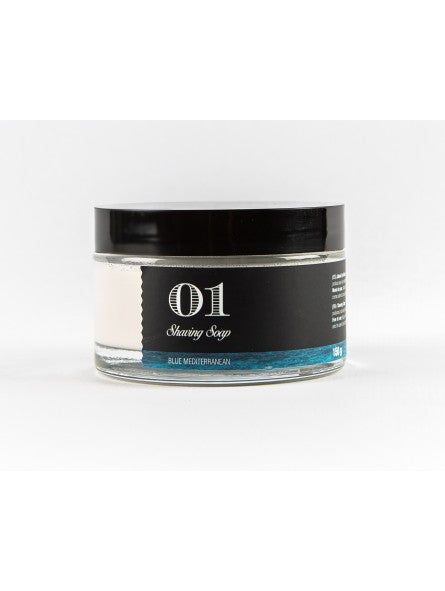 Epsilon Blue Mediterranean Shaving Soap 150g - Premium Natural Shaving Cream for Men - Perfect for Wet Shaving & Beard Care at Home or Travel