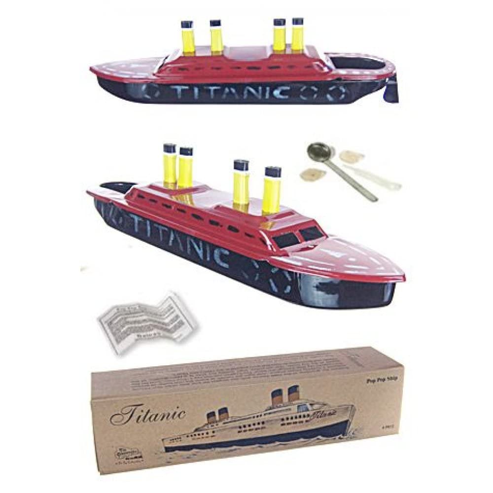 Titanic Tin Pop Pop Boat - Candle Powered Toy Boat Kit with Boat & Candle - Fun Steam Science Experiment for Kids, Bath Time Toy, Pool Party Decoration