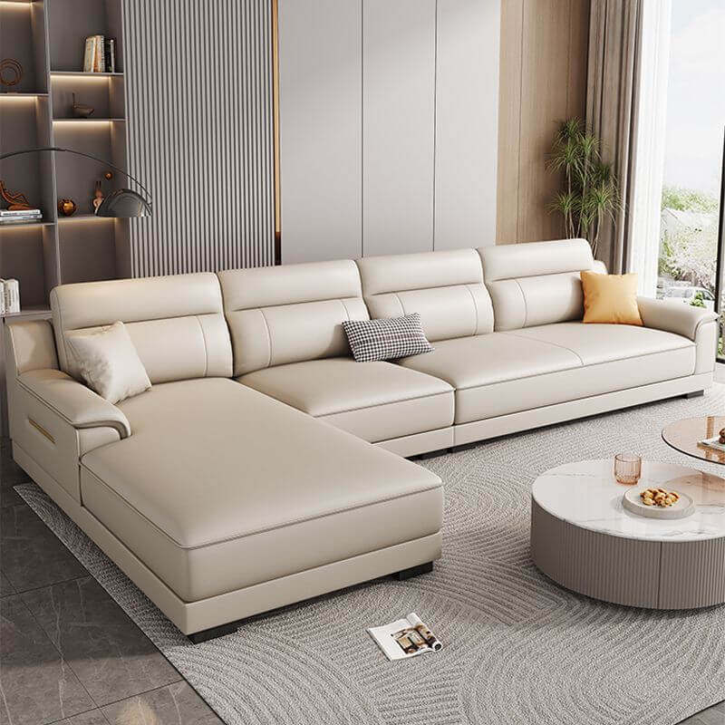 L-Shaped Left-Facing Reclining Sofa with Hidden Support - Modern Living Room Furniture for Relaxation & Entertainment