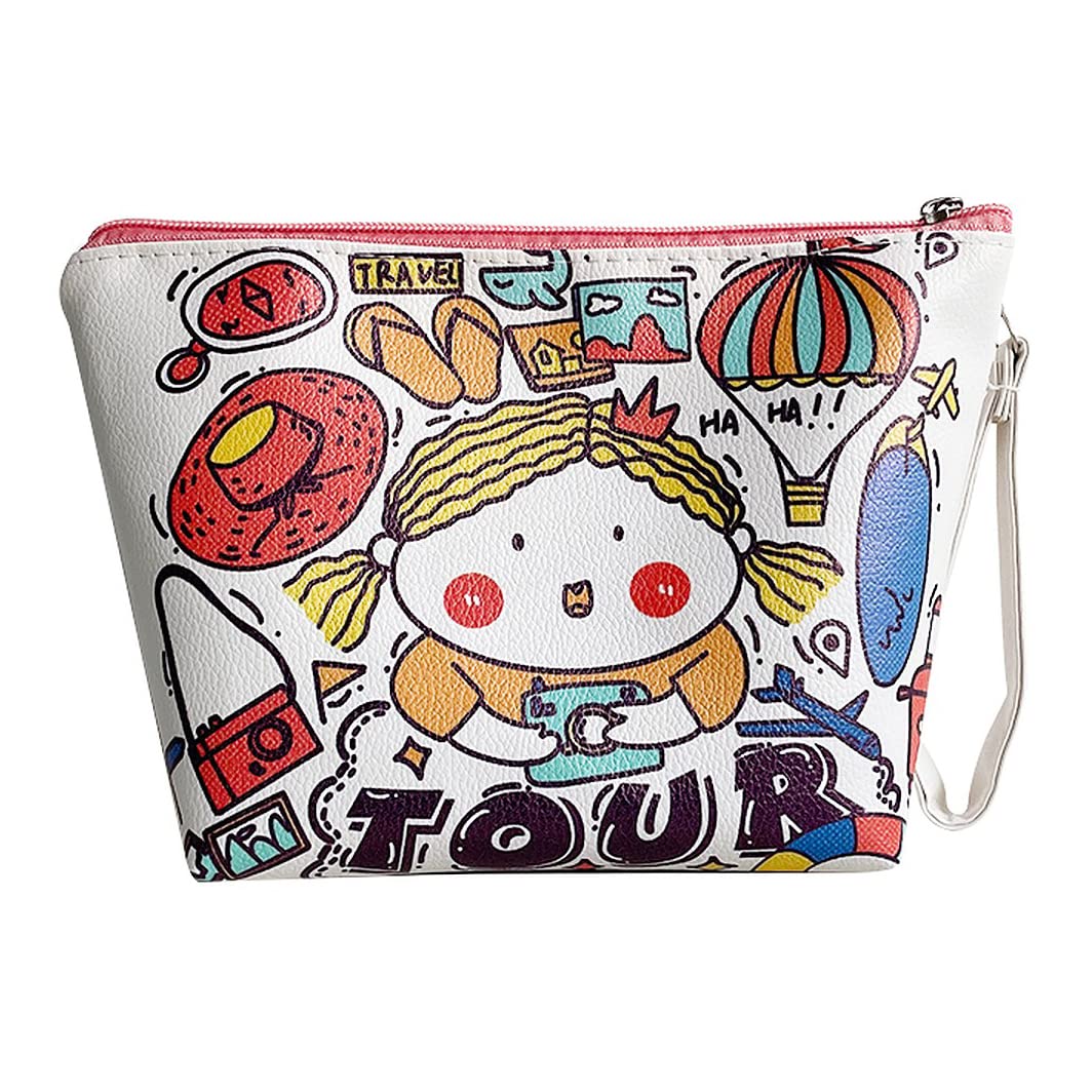 Wolpin Waterproof Cosmetic Makeup Organizer Bag - Travel Toiletry Pouch with Brush & Lipstick Holder, Portable Vanity Storage Case (25 x 9 x 16 cm) - Perfect for Travel, Home & Salon Use