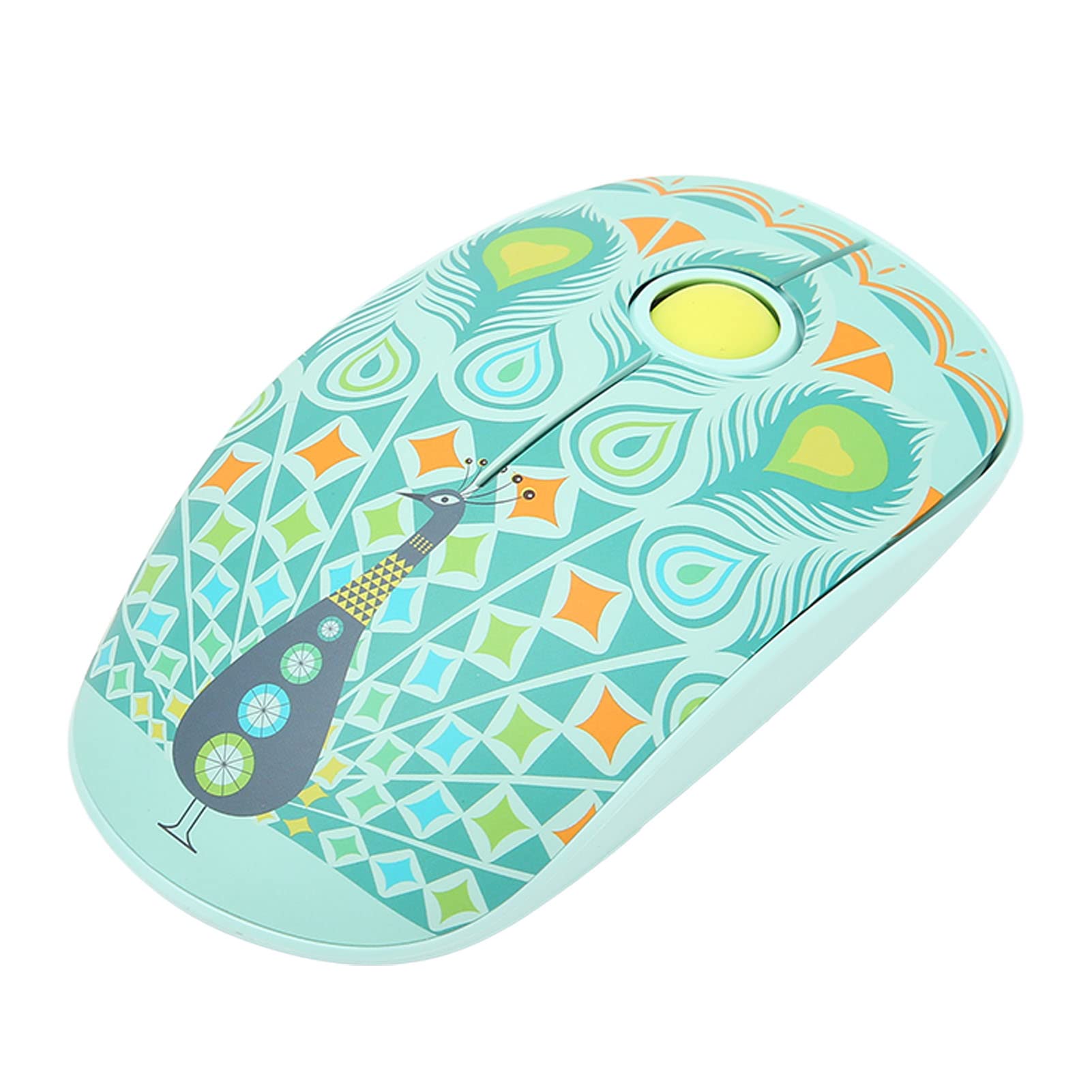 GOWENIC Peacock Pattern Wireless Gaming Mouse for Laptop & PC - 2.4Ghz Silent Ergonomic Mouse with 1500DPI, 3 Smart Sleep Modes - Perfect for Office, Home & Gaming Use (Ideal Gift for Girls & Women)