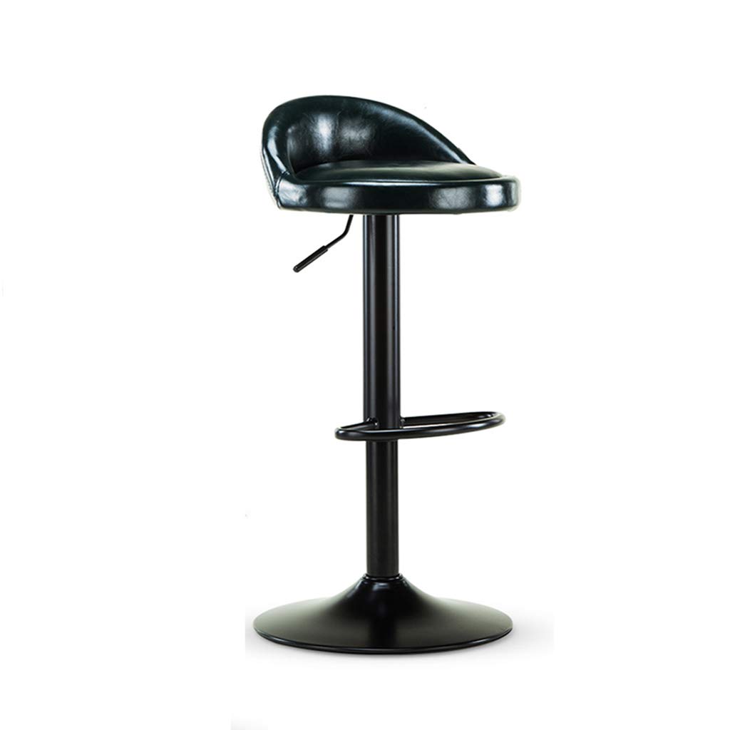 Modern PU Leather Adjustable Bar Stool Set of 2 - European Style Counter Height Swivel Dining Chair for Kitchen Island, Breakfast Nook & Home Bar (Black/Green)
