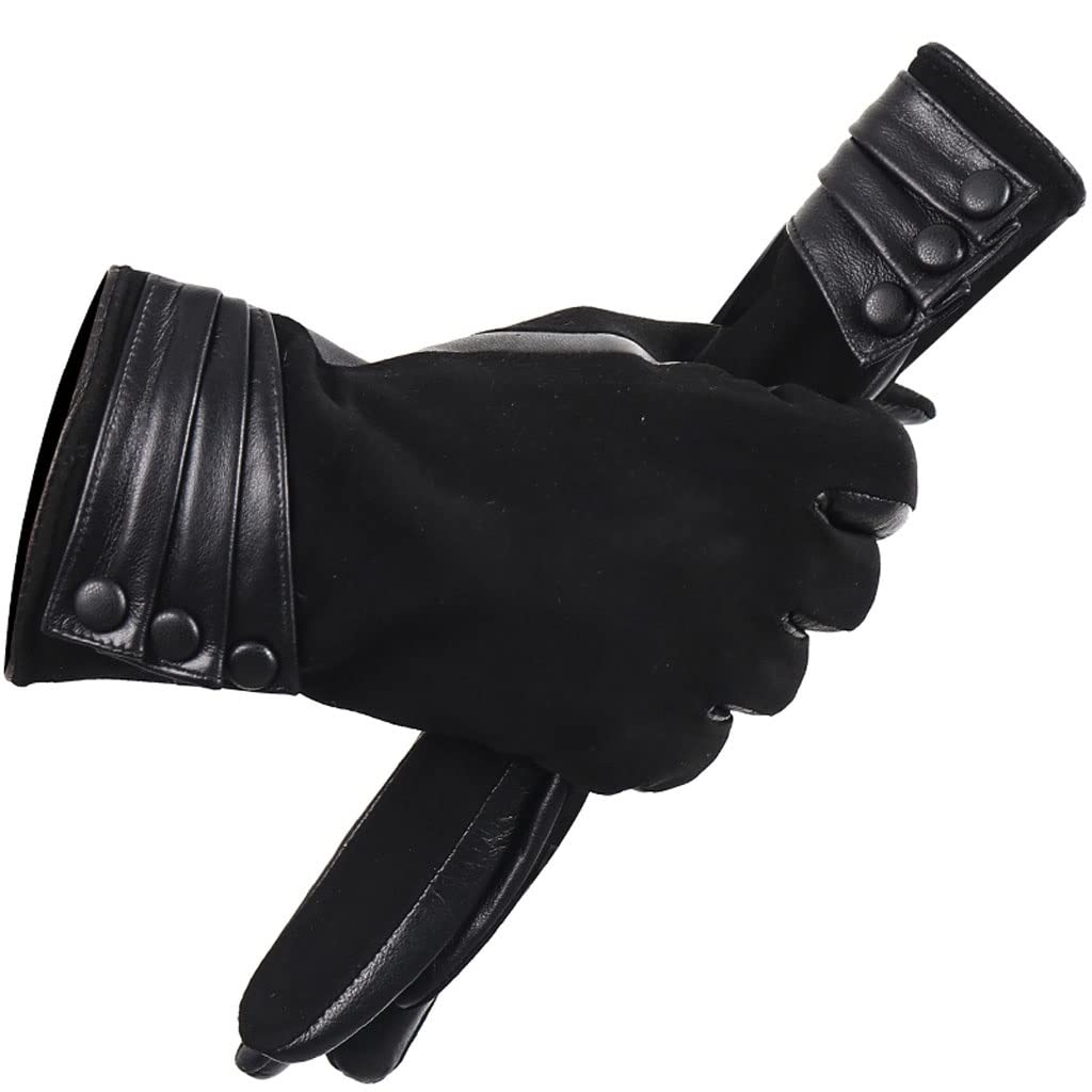 Premium Black Leather Gloves for Women - Warm & Comfortable Winter Gloves - Soft Thick Lining for Cold Weather - Perfect for Driving, Outdoor Activities & Fashion Accessories