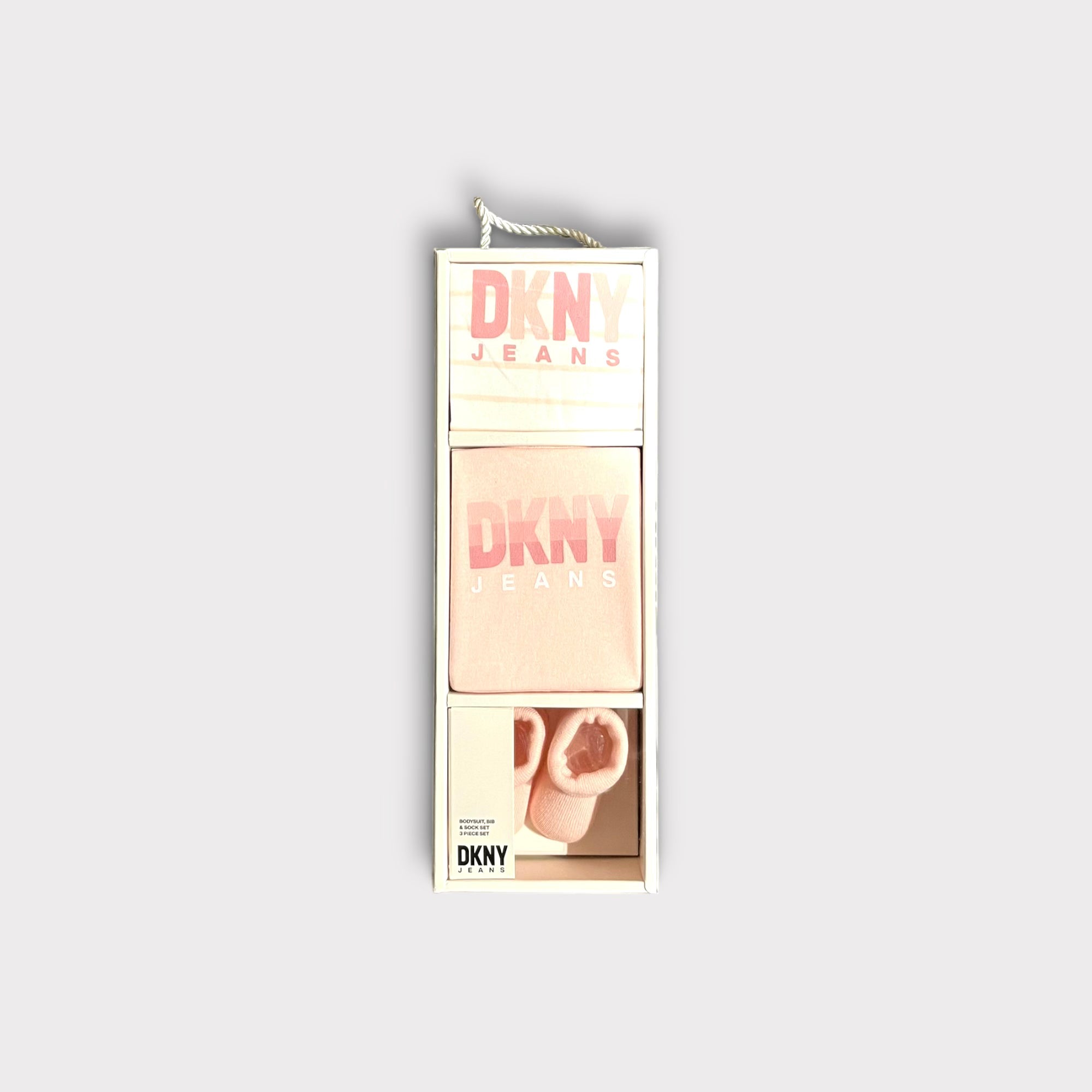 DKNY 3-Piece Baby Gift Set - Soft Cotton Bodysuit, Pants & Hat Outfit for Newborns | Perfect for Photo Shoots, Christenings & First Outings