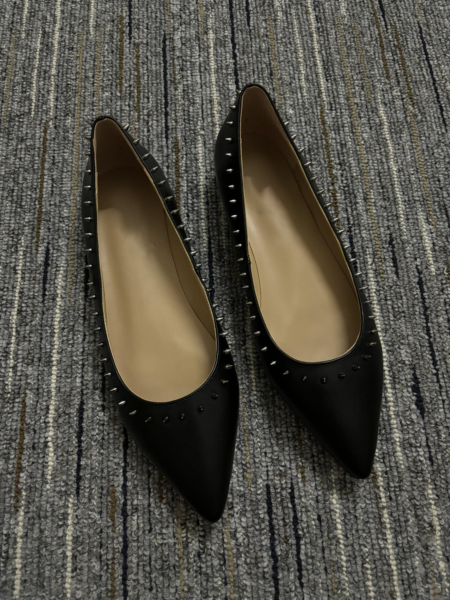 Stylish Rivet Black Flats for Women - Comfortable & Fashionable Ballet Shoes for Everyday Wear - Perfect for Work, Casual Outings & Travel