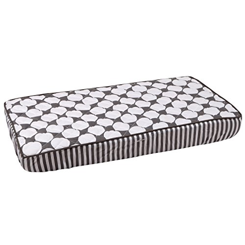 Bacati Grey Large Dots Changing Pad Cover - Waterproof Baby Changing Table Cover with Pin Stripes Design for Nursery, Diaper Station & Travel Use