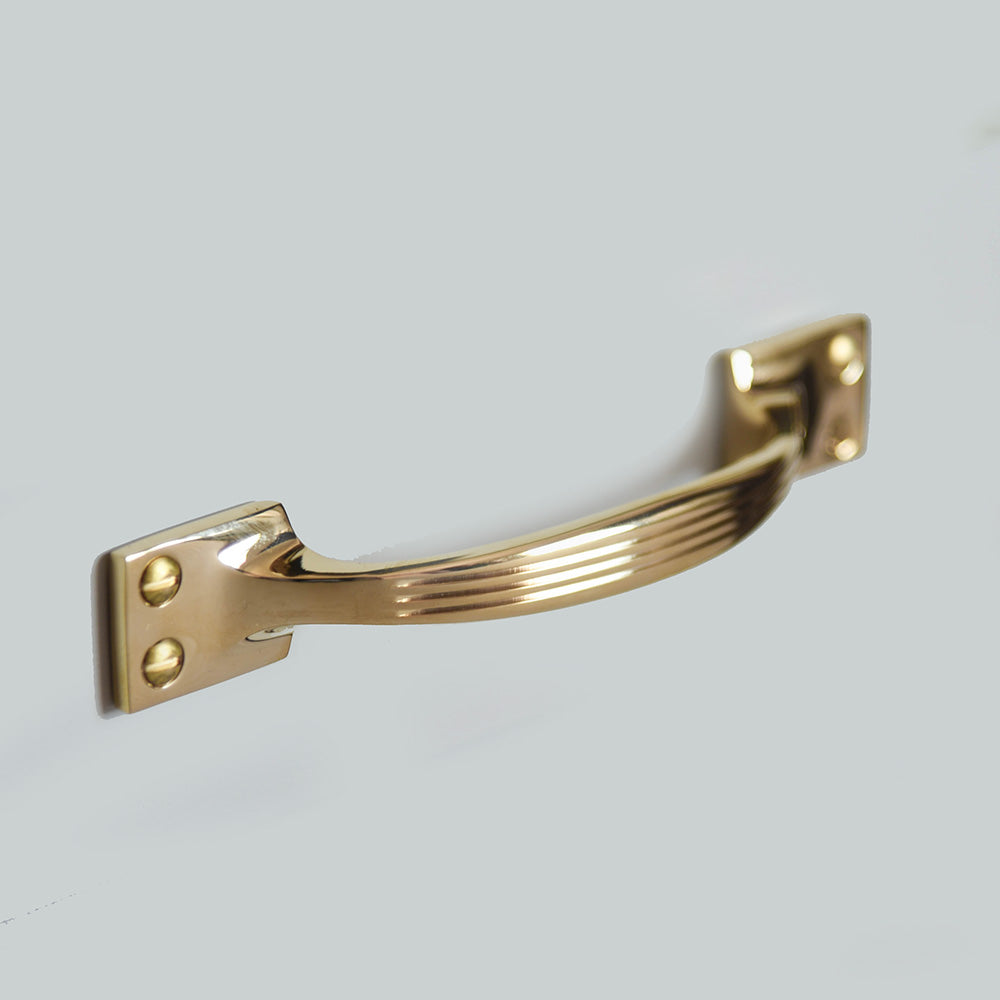 Polished Brass Reeded Pull Handle - Elegant Cabinet & Drawer Hardware for Kitchen, Bathroom & Furniture - Perfect for Modern Home Decor