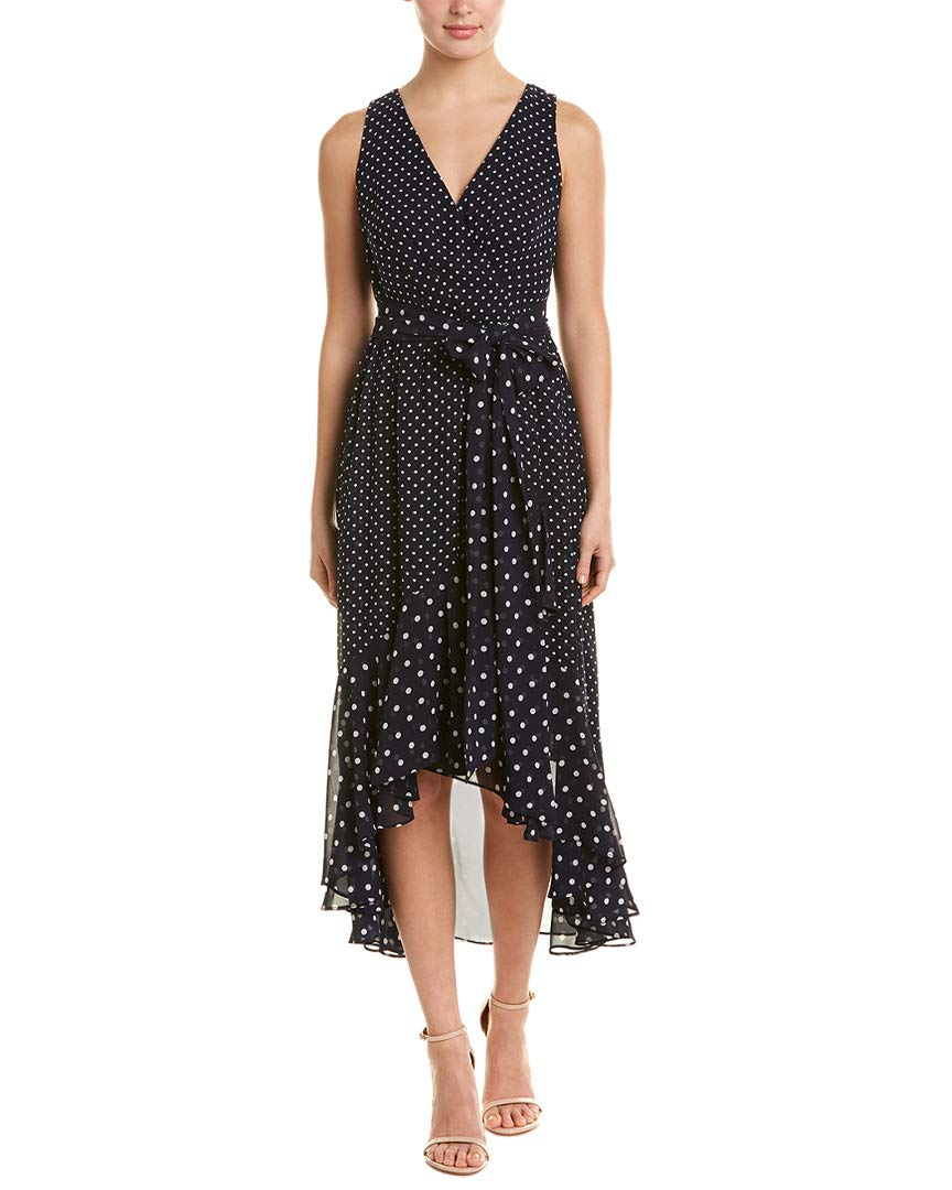 Eliza J Women's Polka Dot Faux Wrap Dress - Flattering Midi Dress for Work, Date Night & Special Occasions