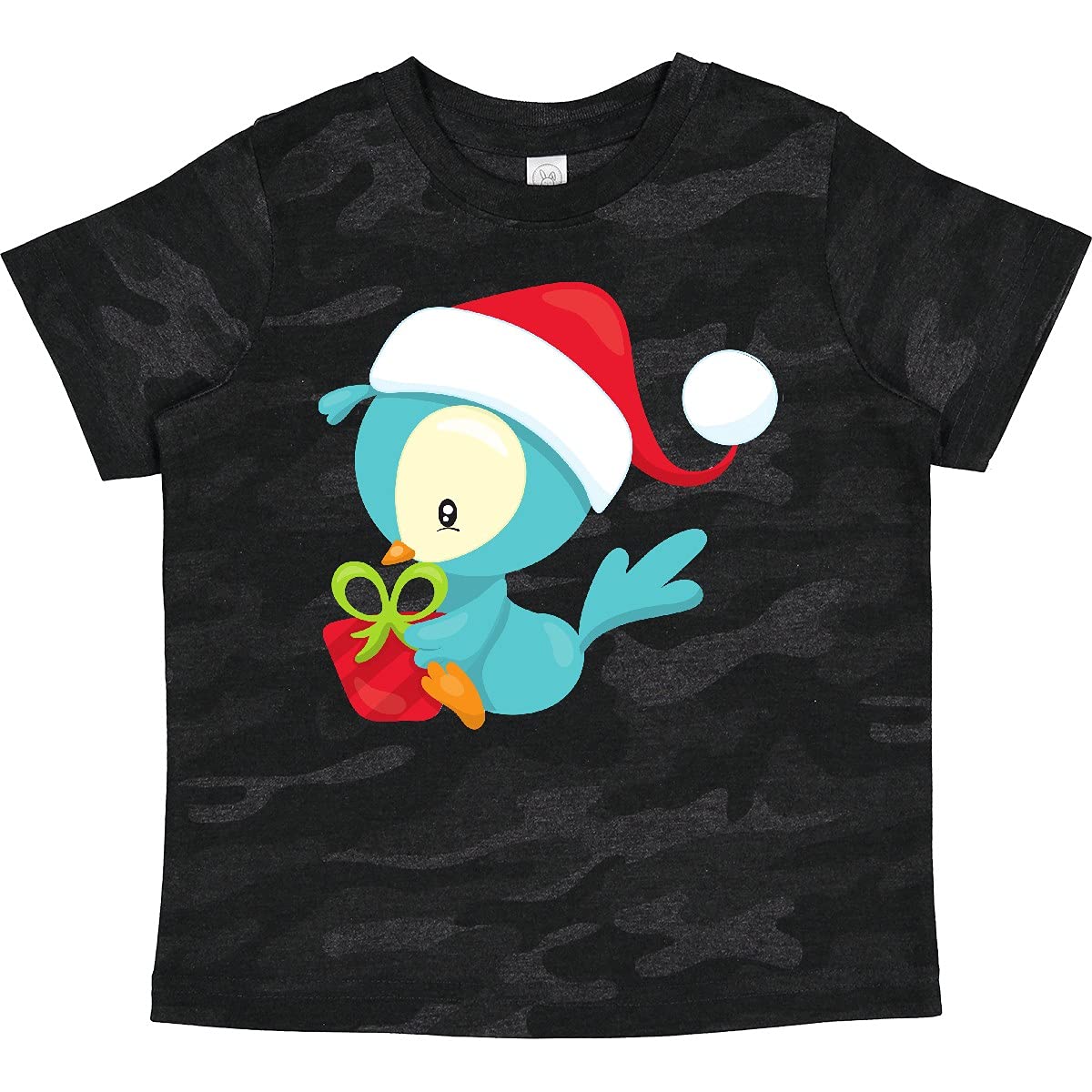 Inktastic Christmas Bird Toddler T-Shirt - Cute Holiday Bird with Santa Hat - Perfect Xmas Gift for Babies & Kids - Great for Family Photos, Holiday Parties & Festive Outfits