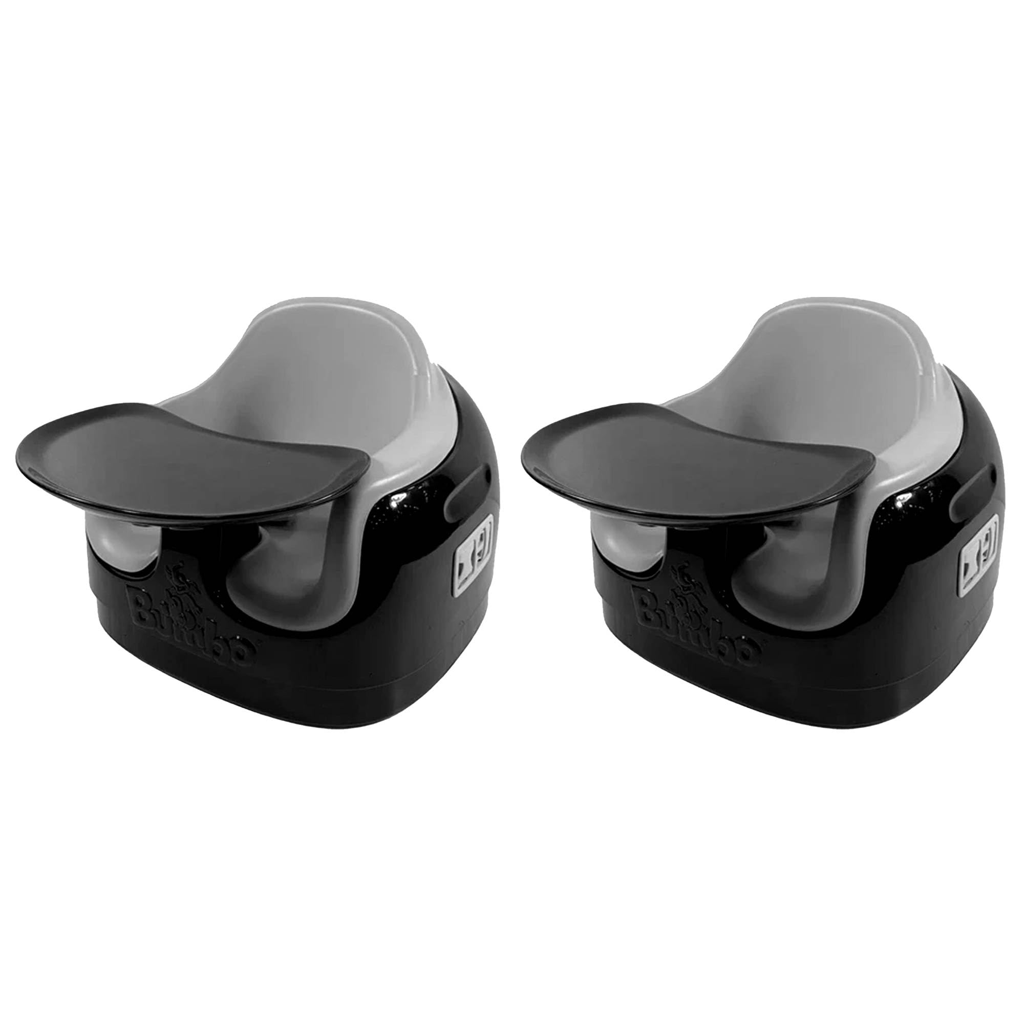 Bumbo 3-in-1 Adjustable Baby High Chair & Booster Seat with Removable Tray & Safety Strap - Convertible Toddler Feeding Chair for Ages 1-3 Years (2 Pack, Black/Gray) - Perfect for Dining, Travel & Home Use