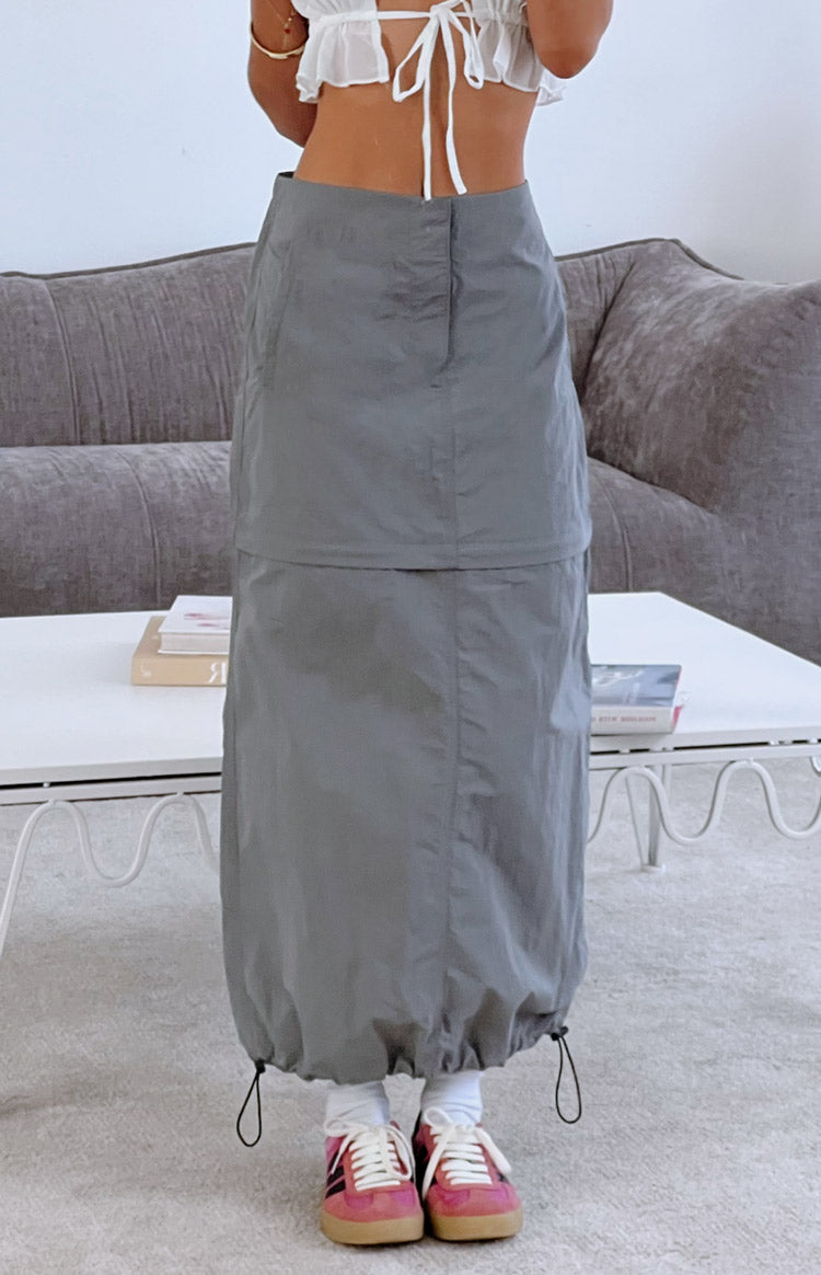 Stylish Astin Grey Cargo Midi Skirt for Women - Trendy Utility Skirt with Pockets | Perfect for Casual Outfits, Streetwear & Outdoor Adventures