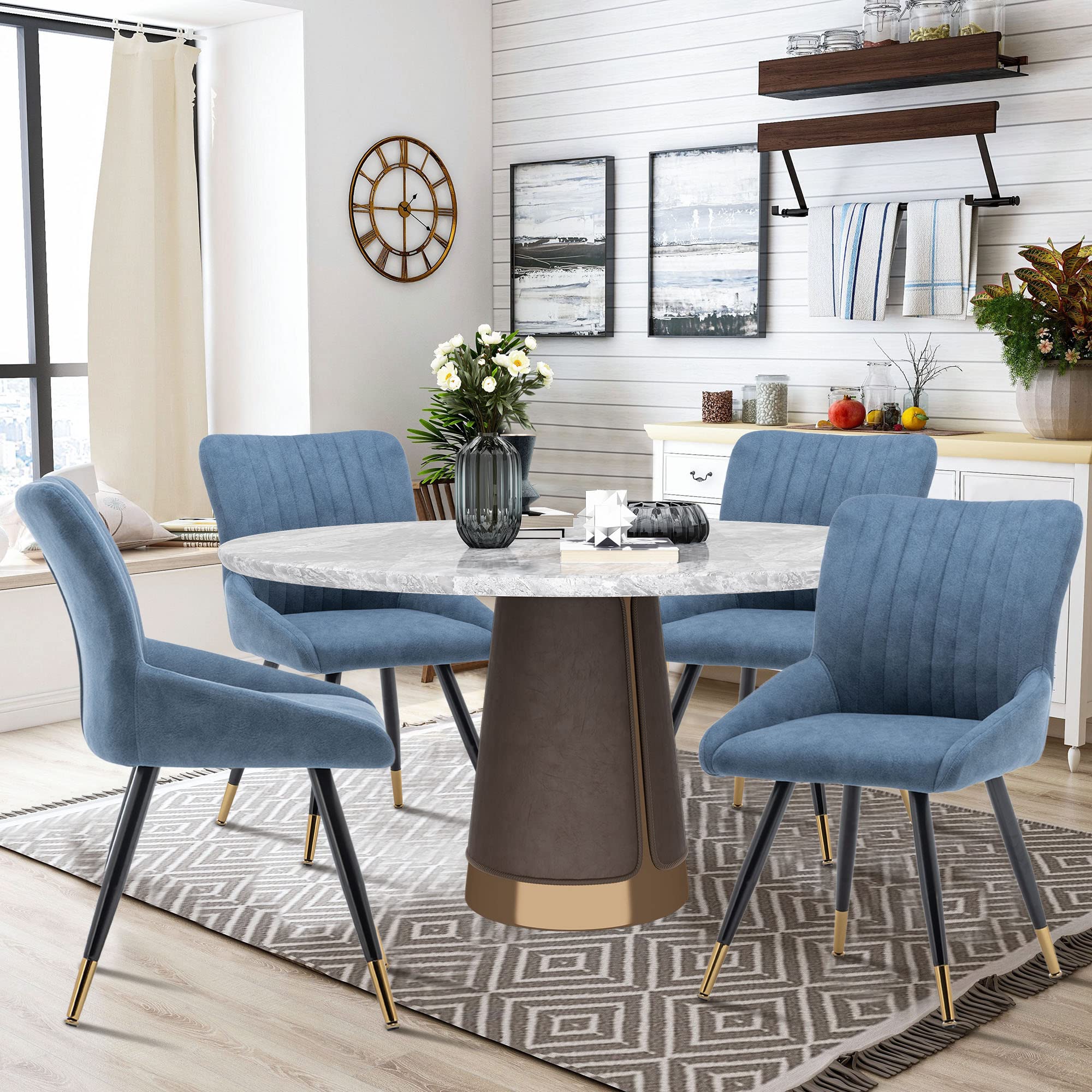 Annjoe Modern Upholstered Dining Chairs with Metal Legs - Set of 4 for Home, Kitchen, Office, Bistro & Cafe | Comfortable Accent & Side Chairs for Dining Room, Living Room & Restaurant Seating