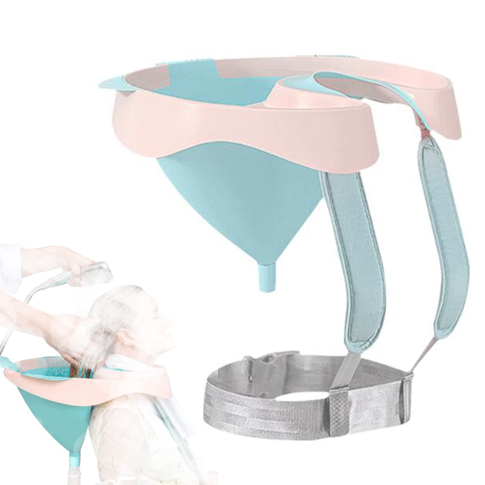 Foldable Shampoo Basin for Pregnant Women, Elderly & Disabled - Portable Hair Washing Sink with Removable Drain Pipe (Blue/Pink) - Ideal for Bedridden Care, Home Nursing & Hospital Use