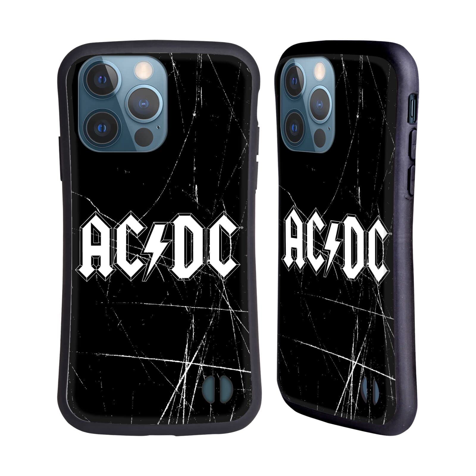 Officially Licensed AC/DC White Logo Hybrid Case for iPhone 13 Pro - Durable Phone Cover with Rock Band Design - Perfect for Music Lovers & Concert Goers