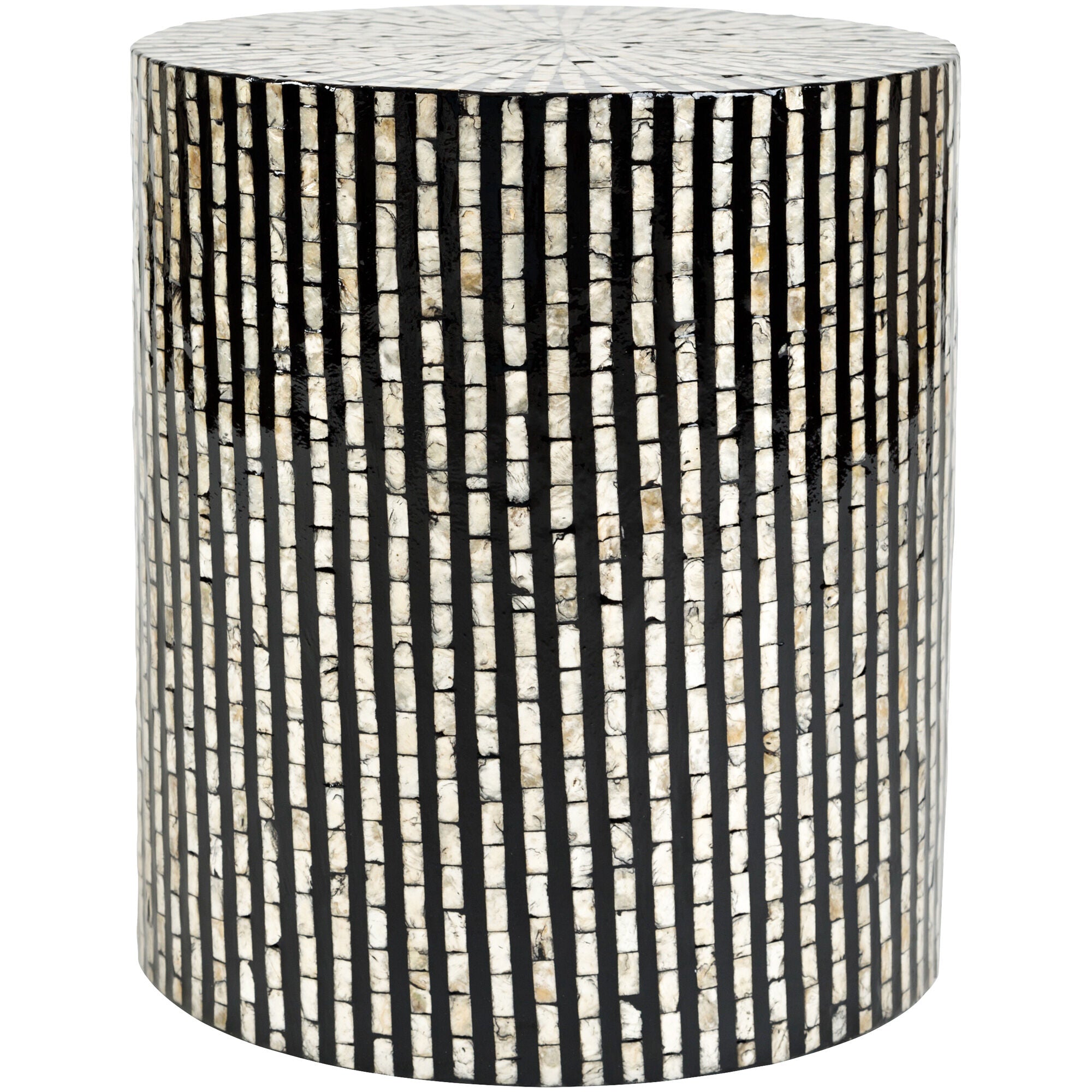 Handmade Capiz Shell Accent Table - Coastal & Boho Decor for Living Room, Bedroom, or Entryway
