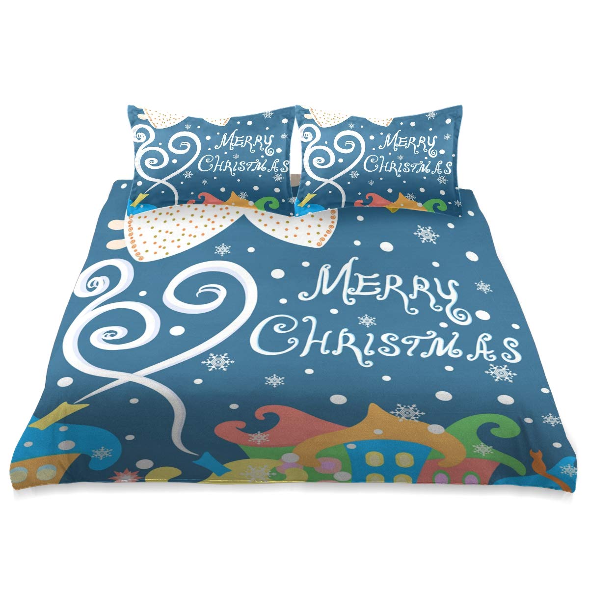 King Size White Pattern Comforter Set - All Season Soft & Comfortable Bedding - 90x104 Inches - Perfect for Christmas Decor & Cozy Winter Nights