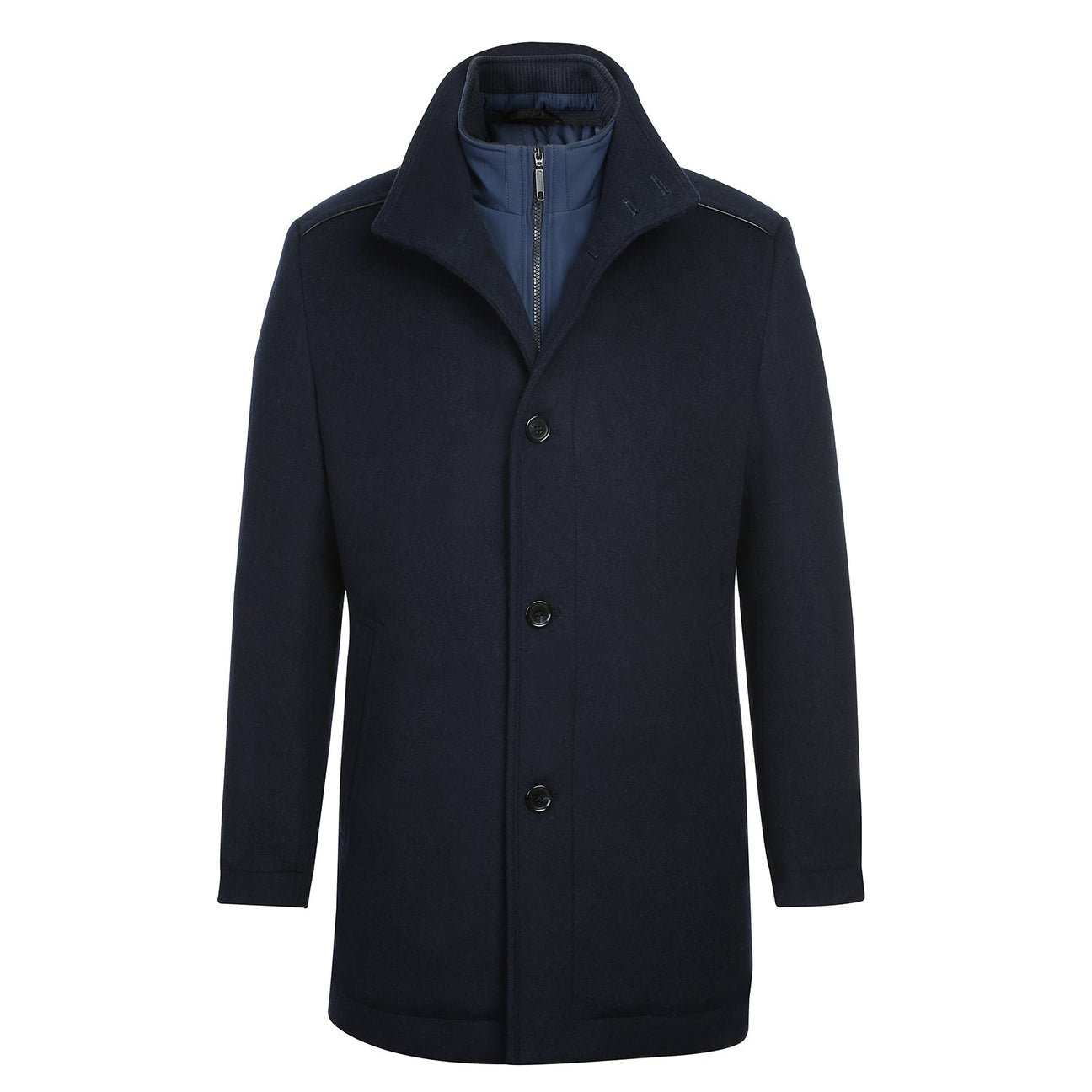 Alessandro Vitello by Renoir Navy Blue Short Coat 830 4 - Stylish Outerwear for Business Casual & Evening Events