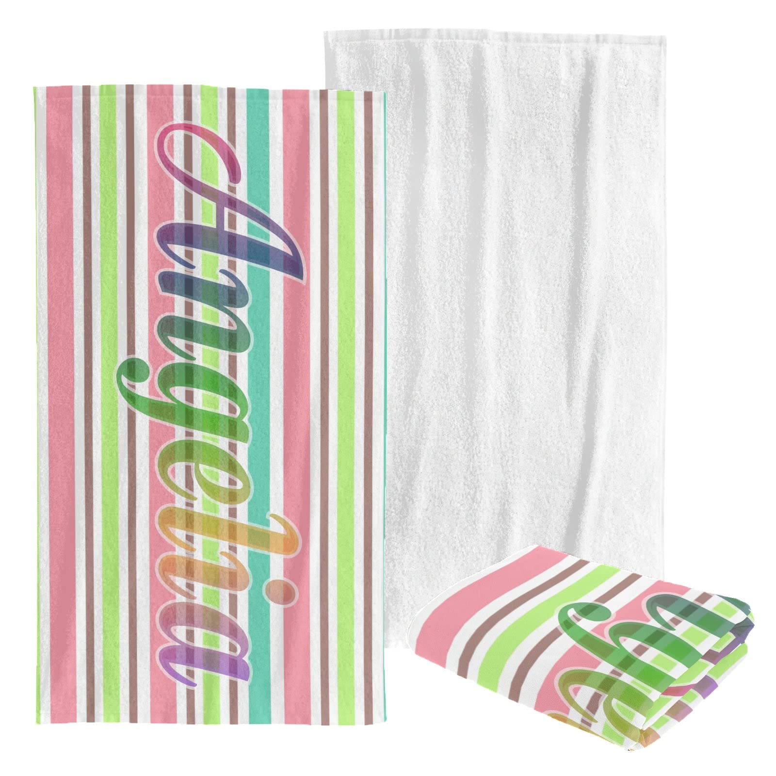 Custom Personalized Beach Towel - Soft Large Striped Bath Towel for Swimming, Sunbathing & Travel - Perfect for Kids, Men, Women, Boys & Girls - Great for Pool, Beach & Vacation Use