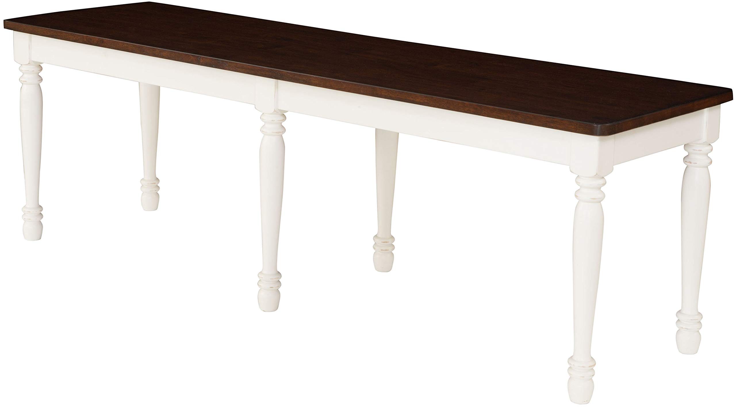Crosley Furniture Shelby Dining Bench - Distressed White Wooden Bench for Kitchen, Dining Room & Entryway - Farmhouse Style Seating