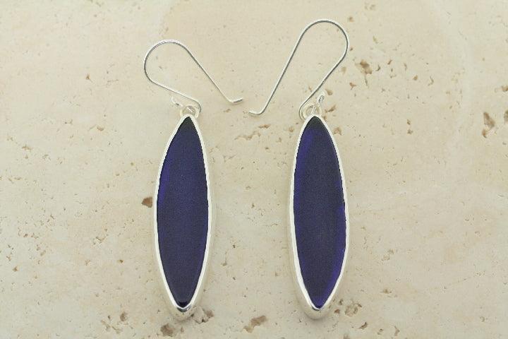 Cobalt Blue Seaglass Earrings for Women - Handmade Dangle Earrings with Genuine Sea Glass - Perfect for Beach Weddings, Boho Fashion & Summer Outfits