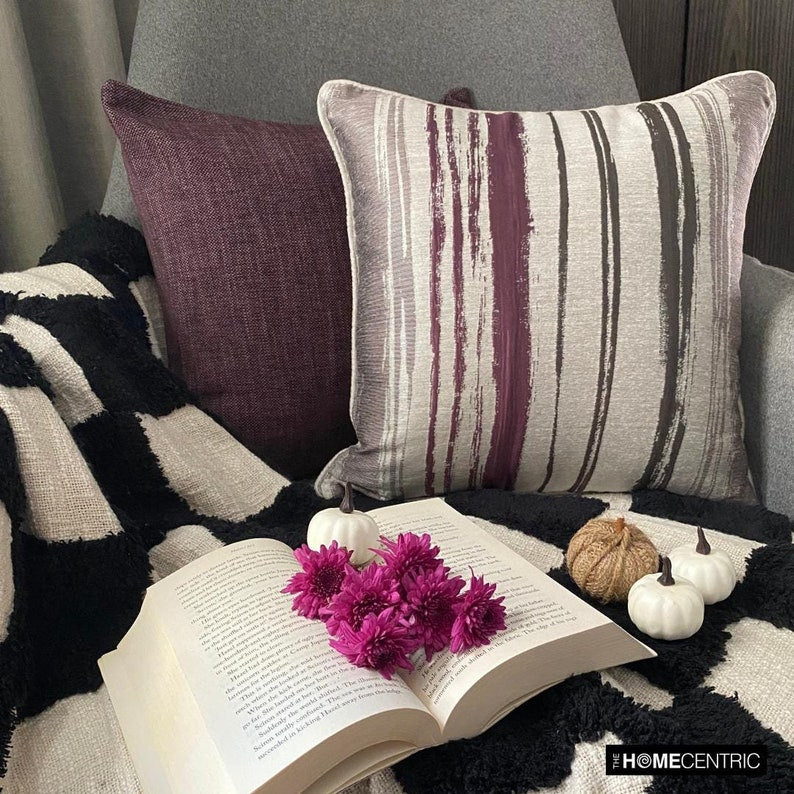 Berry Martini Purple Silk Throw Pillow Cover - Elegant Home Decor for Living Room, Bedroom & Sofa - Soft Luxury Cushion Cover for Modern Interior Design