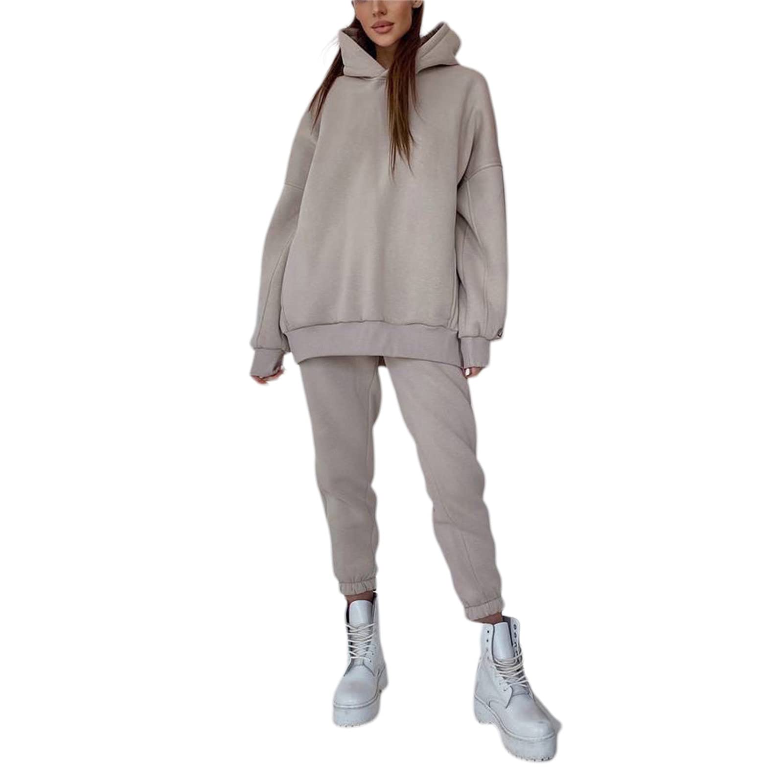 Women's 2-Piece Sweatsuit Set - Oversized Pullover Hoodie with Pockets & Jogger Sweatpants | Casual Loungewear, Athleisure Outfit for Home, Gym & Running