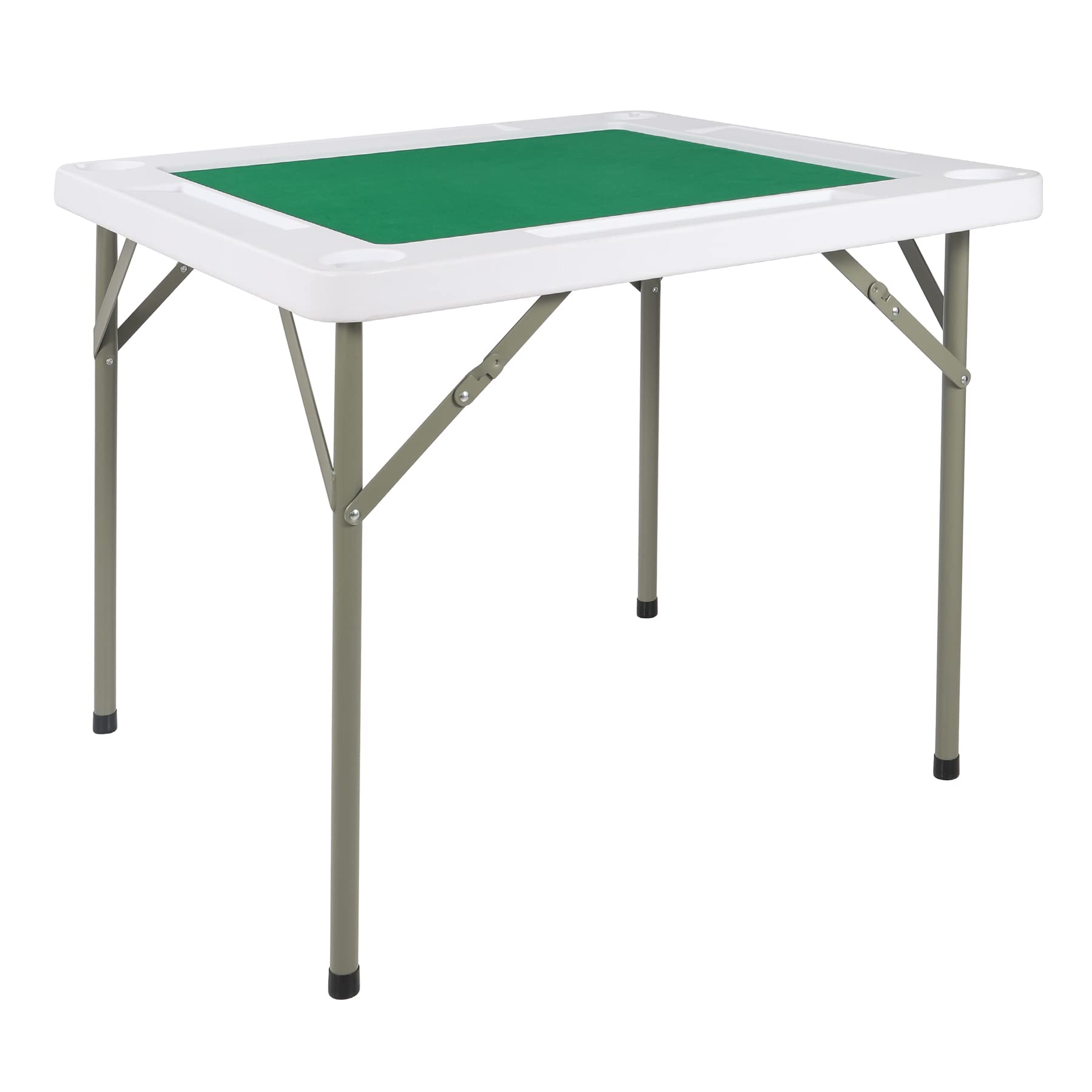 REDCAMP 34.6 Inch Folding Square Mahjong Table - Portable 4 Player Card Game Table with 4 Cup Holders & Green Felt Surface for Poker, Dominoes, Board Games - Perfect for Home Game Nights, Parties, and Family Gatherings