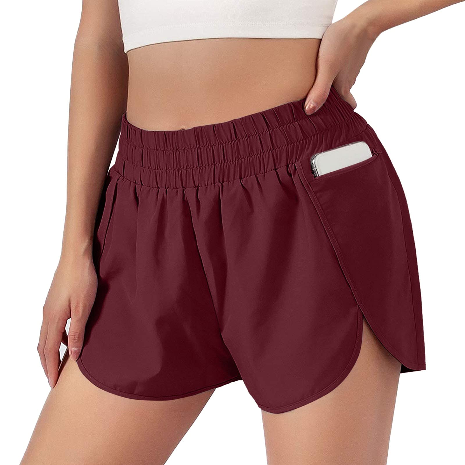 Women's Elastic Waist Shorts with Pockets - Casual Wide Leg Sport Shorts for Summer Outfits