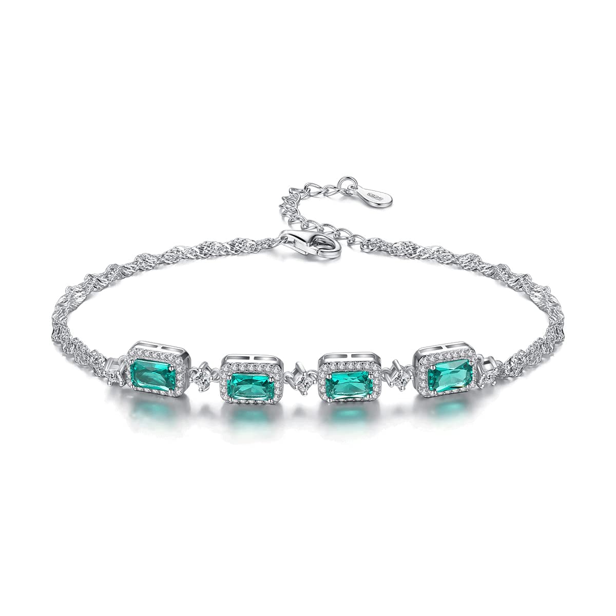 MAVL Women's Bracelet Set - Elegant Rhodium Tone Bracelet with Clear & Blue Crystals | Fashion Jewelry Accessories for Women | Perfect for Parties, Weddings & Everyday Wear