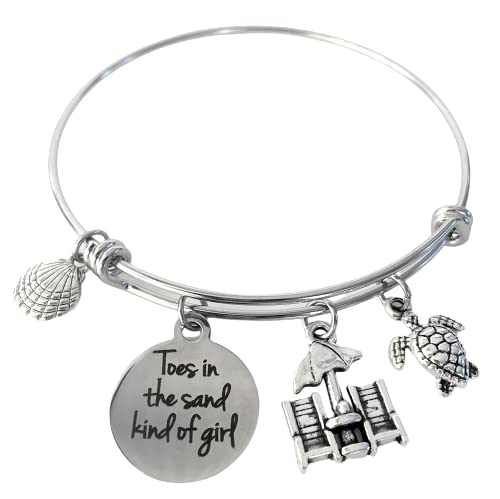 Toes in the Sand Kind of Girl Beach Bracelet - Dainty Adjustable Summer Jewelry for Women, Small-Medium Size | Perfect for Beach Vacations, Birthday Gifts & Boho Fashion