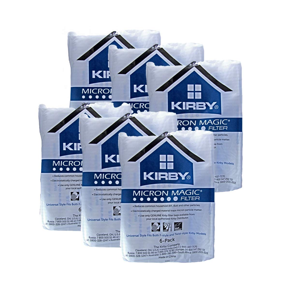 **Kirby Universal Vacuum Bags - 6 Pack (36 Bags) & 20 Kirby Belts - Allergen Reduction White Cloth Bags (#204811) & Belts (#301291) - 5 Year Supply - Genuine Kirby Vacuum Accessories - Ideal for Allergy Sufferers & Pet Owners**
