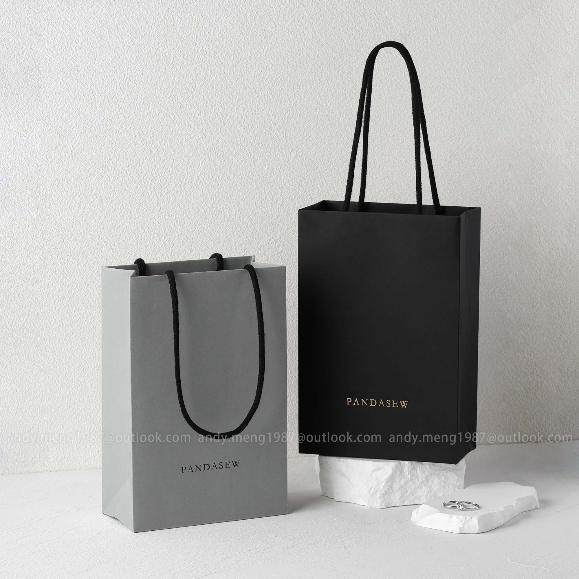 50pcs Custom Printed Paper Bags with Logo - 6.3x3x9.5 inches Eco-Friendly Gift Bags for Weddings, Parties & Thank You Gifts | A4Y&A4S STB 192 | Perfect for Retail Packaging, Bridal Showers & Corporate Events