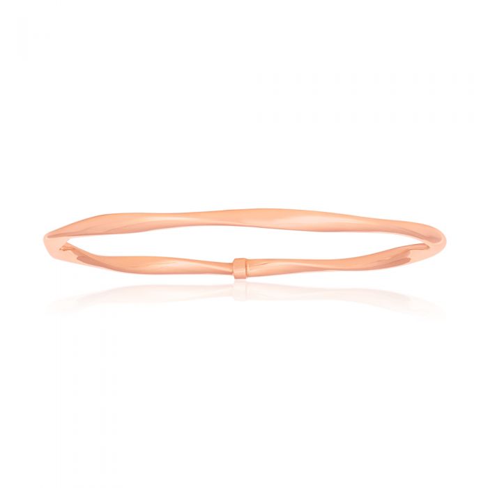 9ct Rose Gold Silver-Filled 65mm Open Twist Bangle Bracelet for Women - Elegant Stackable Jewelry for Parties, Weddings & Everyday Wear