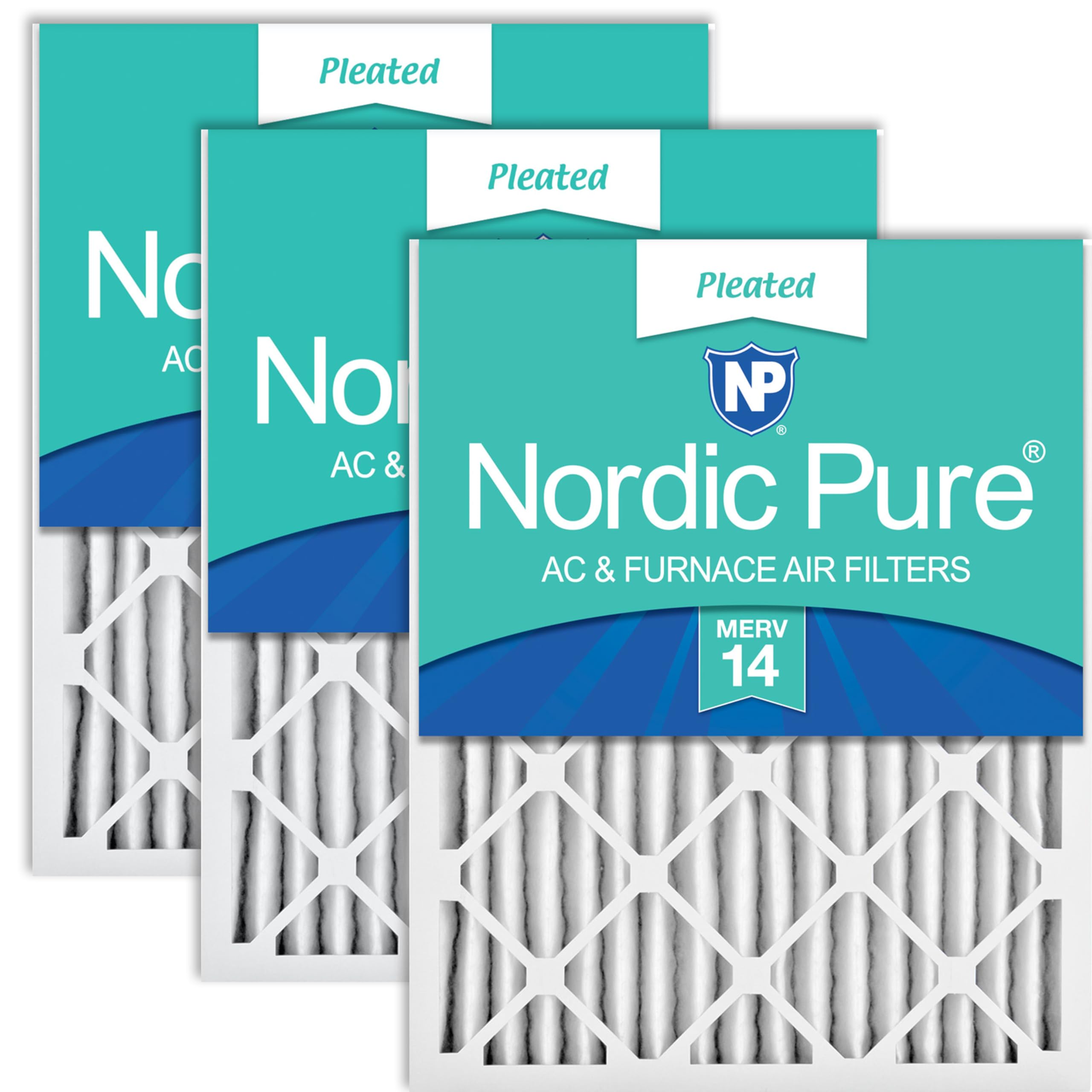 Nordic Pure 20x30x2 MERV 14 Pleated Air Filter 3-Pack - High Efficiency HVAC Furnace & AC Filters for Home, Office & Commercial Use - Traps Dust, Pollen & Allergens
