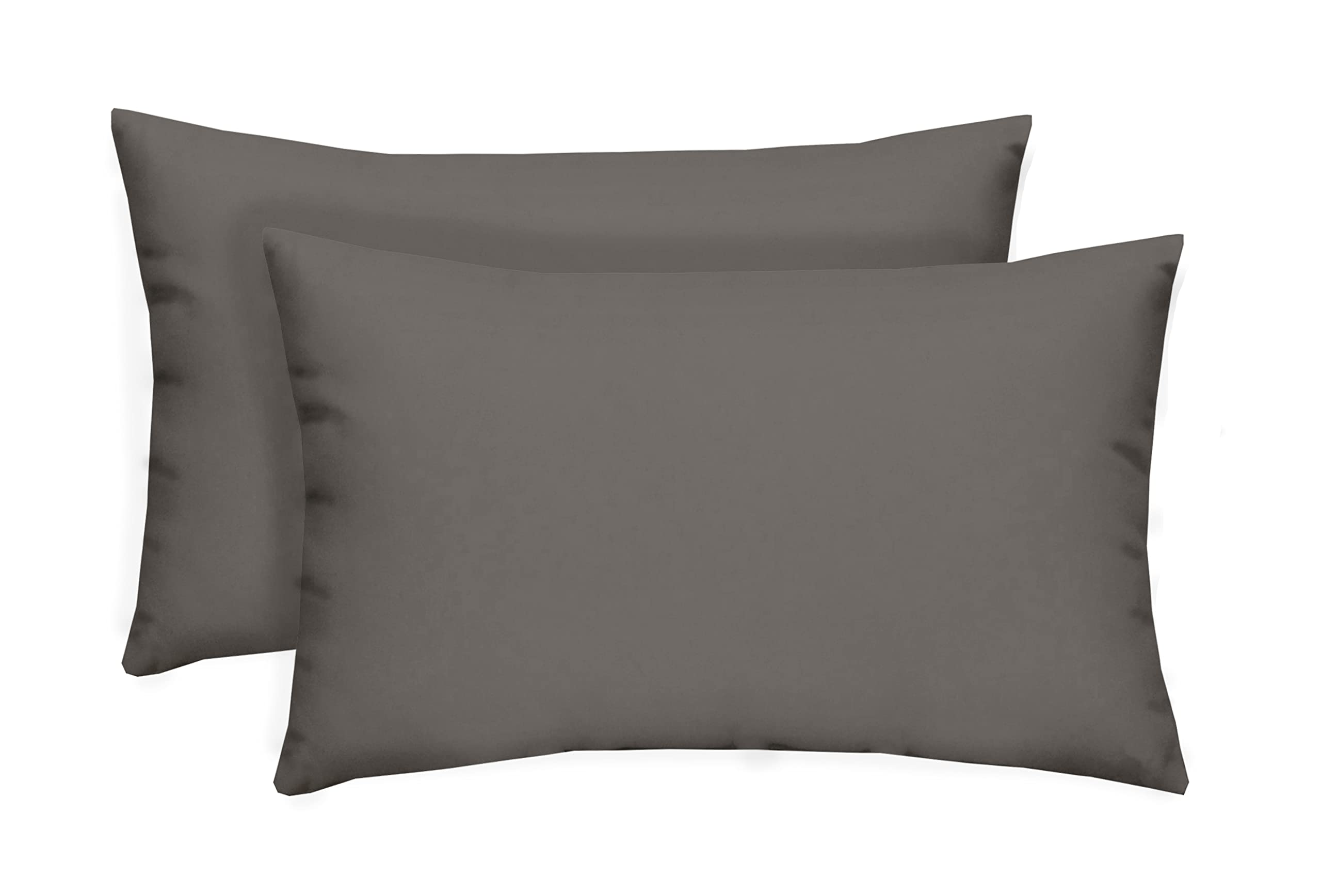 Set of 2 Indoor Outdoor Rectangle Lumbar Decorative Throw Pillows - Solid Grey Gray - Perfect for Sofa, Bed, Patio & Home Decor