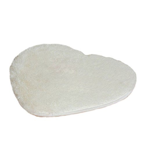Sweet Heart Shaped Polyester Fiber Rugs - Soft Non-Slip Carpet for Bedroom, Living Room, Nursery, Kids Room Decor - 40x50cm Off White - Perfect for Valentine's Day Gifts, Romantic Home Decor & Cozy Floor Mats